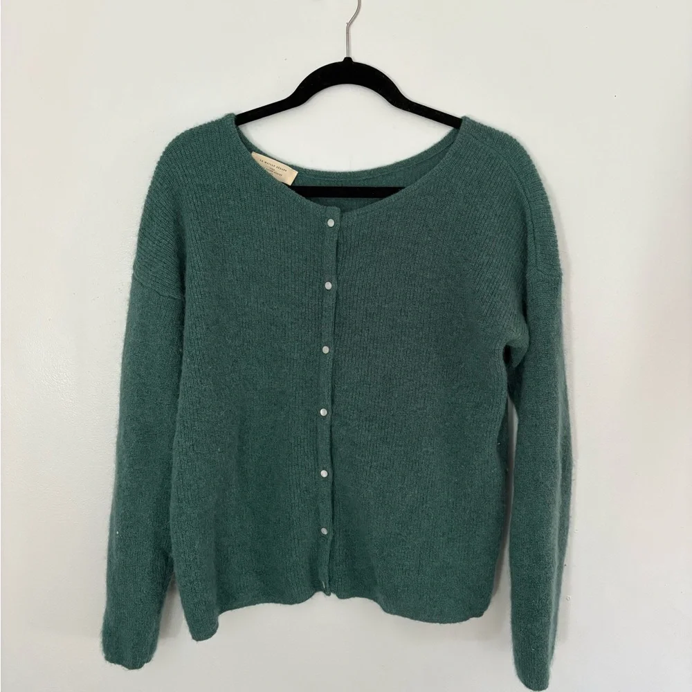 Sezane Teal Button-Up Wool Blend Cardigan - Picture 1 of 3